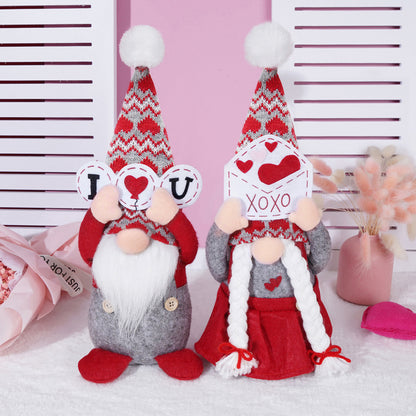 Valentine's Day Faceless Doll Raise Hand Decoration