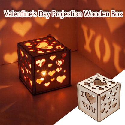 Caja de madera de proyección creativa del día de San Valentín