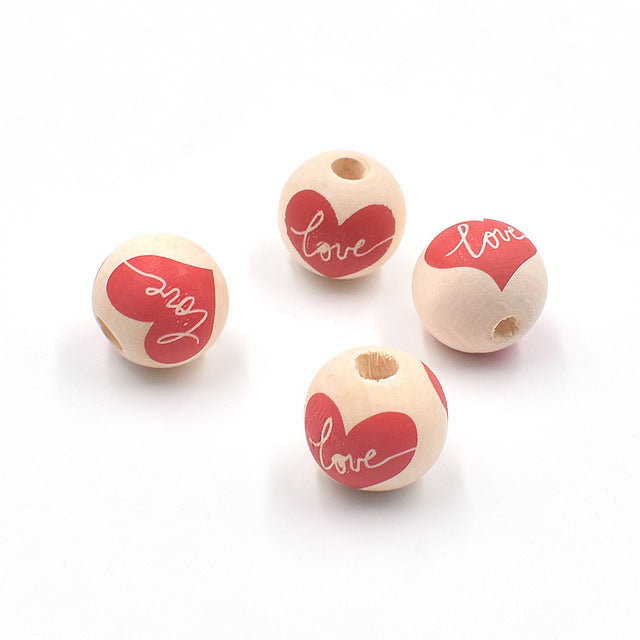 20pcs Valentine's Day Red Heart-Shaped Bead Set