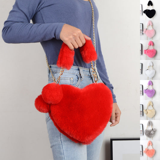 Love Bags Bolsos de felpa suave para mujer, bolso de fiesta para el día de San Valentín