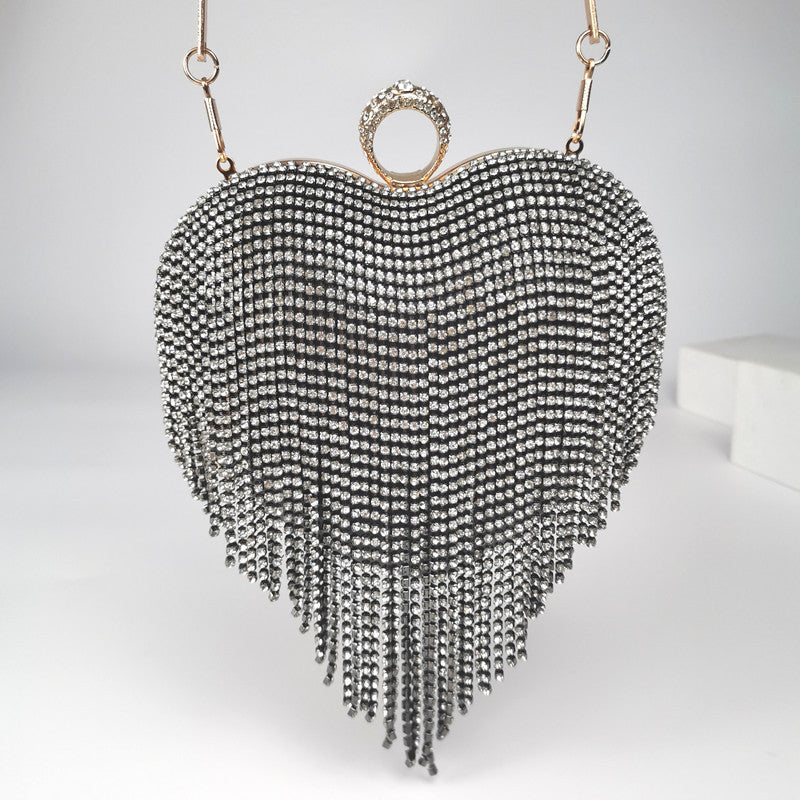 Bolso de mano con diamantes y borlas para mujer