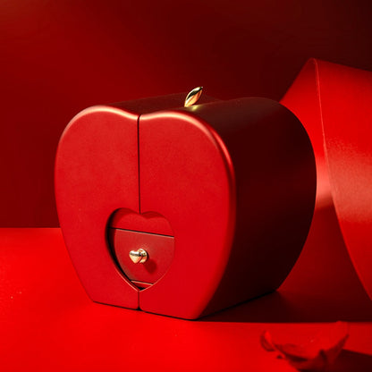 Caja de joyería de moda Manzana roja Collar de regalo de Navidad Rosa eterna para niña Día de la madre Regalos del día de San Valentín con flor artificial Caja de joyería de flor de rosa