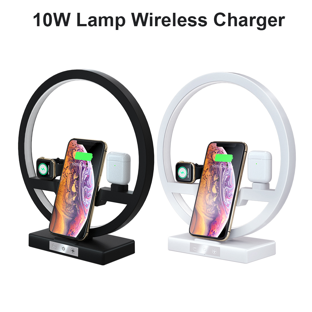 Cargador inalámbrico soporte lámpara de mesa Interruptor táctil cargador de 10W para Apple