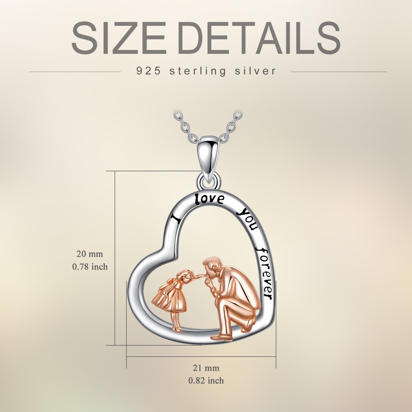 925 Sterling Silver Daughter Heart Pendant Necklace