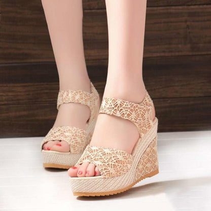 Wedge Sandals Women Summer Open Toe Fish Head Sandals Platform High Heels Women Shoes Size 35-41