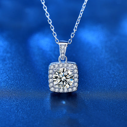 S.925 Sterling Silver Jewelry Moissanite Pendant Necklace