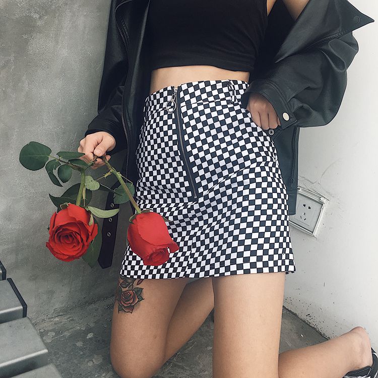 Sexy Plaid Type Design Short Skirt