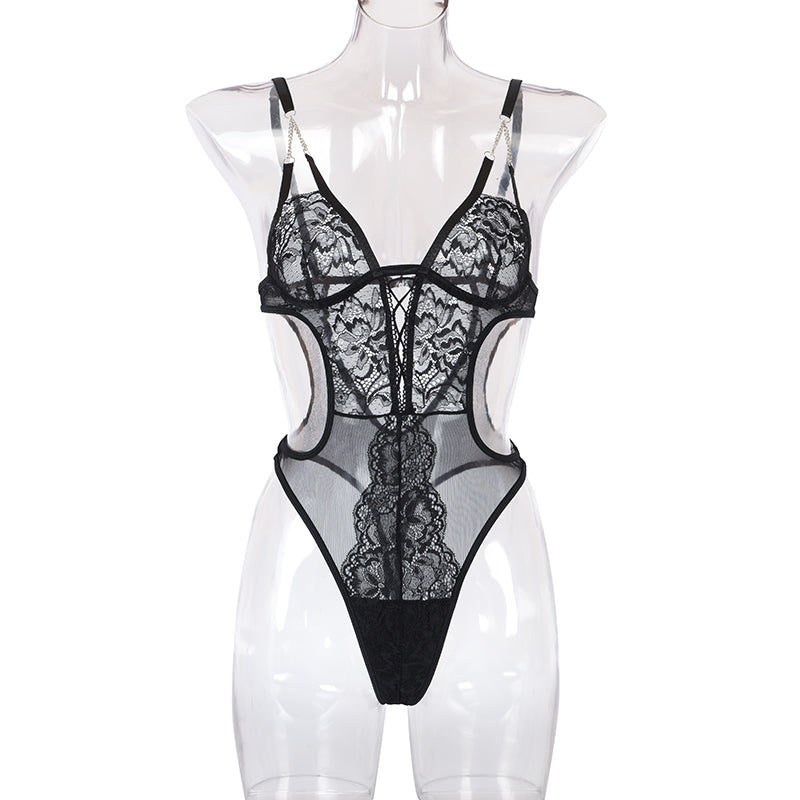 Ladies lace cutout bodysuit