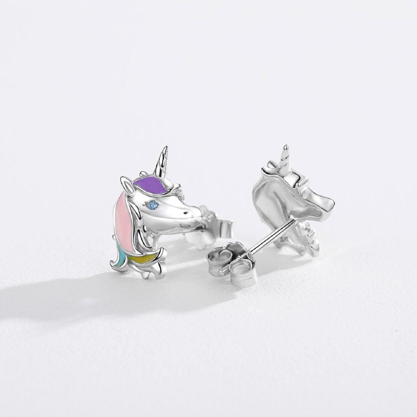 Pendientes Adorables Unicornio Plata de Ley 925