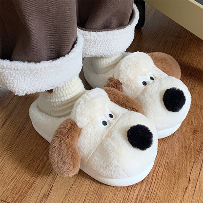 Dog Plush Toe Cap Cotton Slippers