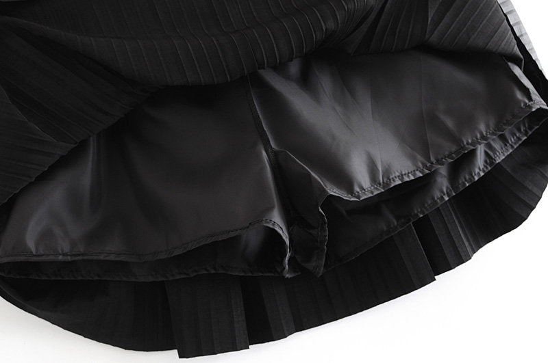 Pleated Faux Skirt Leather Skirt