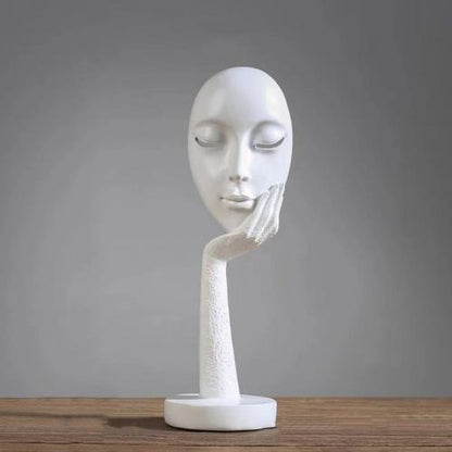 Abstract Art Thinker Thinking Lady Mask Figurine