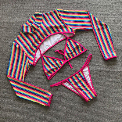 3 pc. Rainbow Striped Bikini