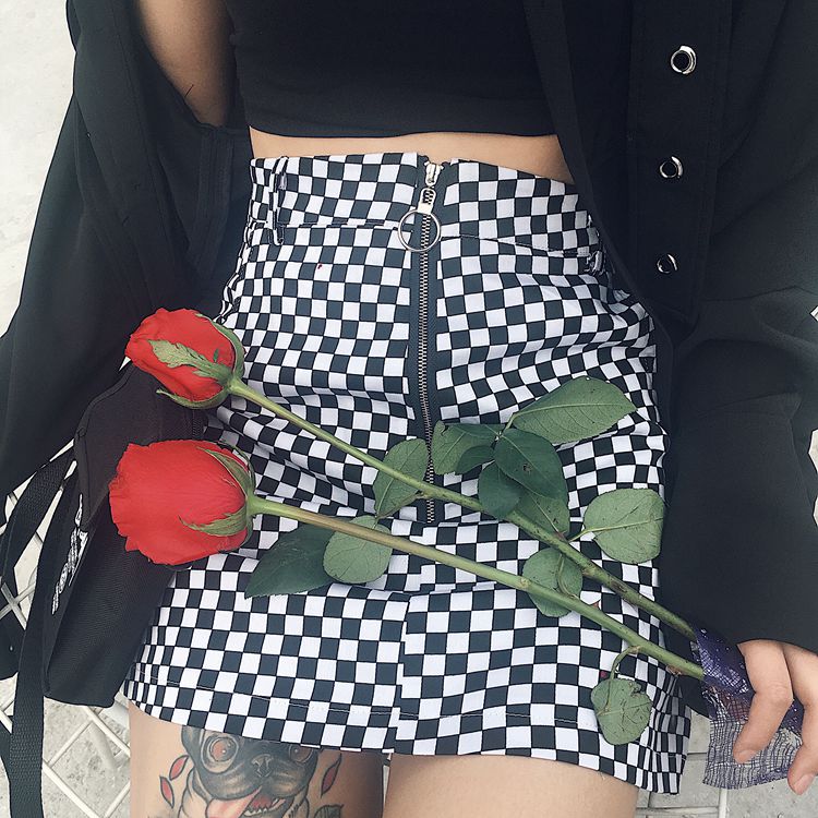 Sexy Plaid Type Design Short Skirt