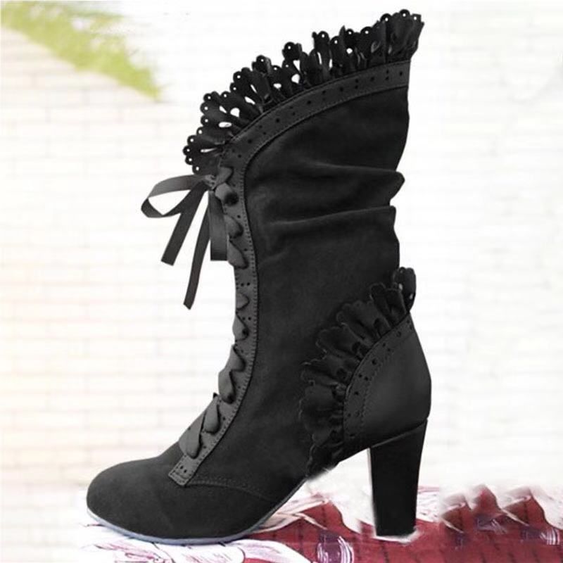 Women's lace high heel boots