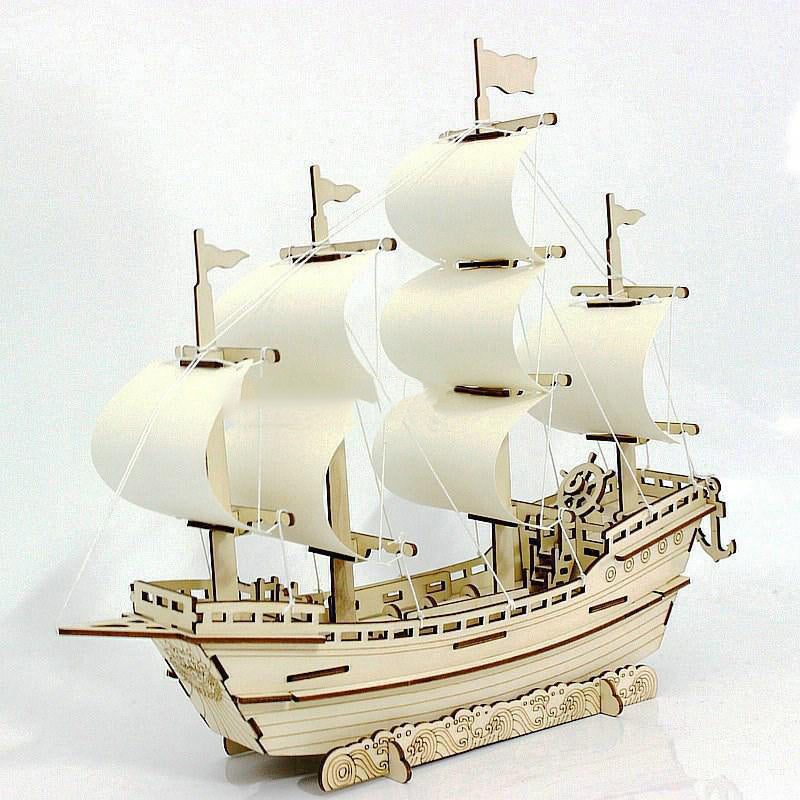 Wooden Sailboat Model Diy Handmade Assembly 3d Three-dimensional Puzzle Assembly