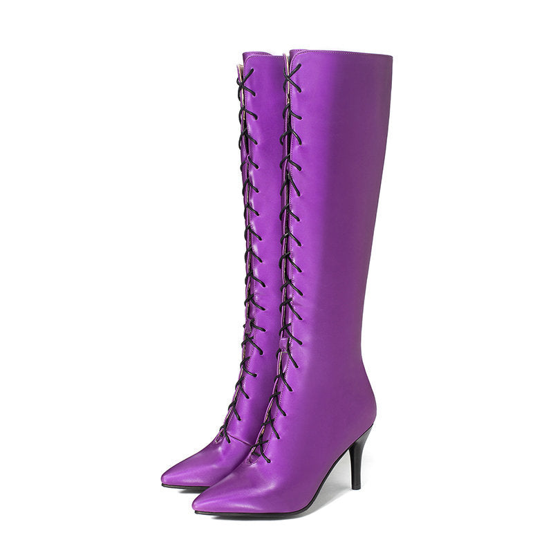 Stiletto high heel pointed high boots