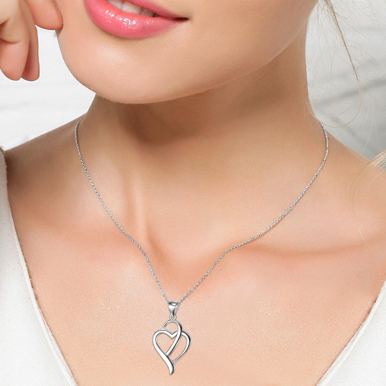 Heart Shape Pendant .925 Silver Necklace