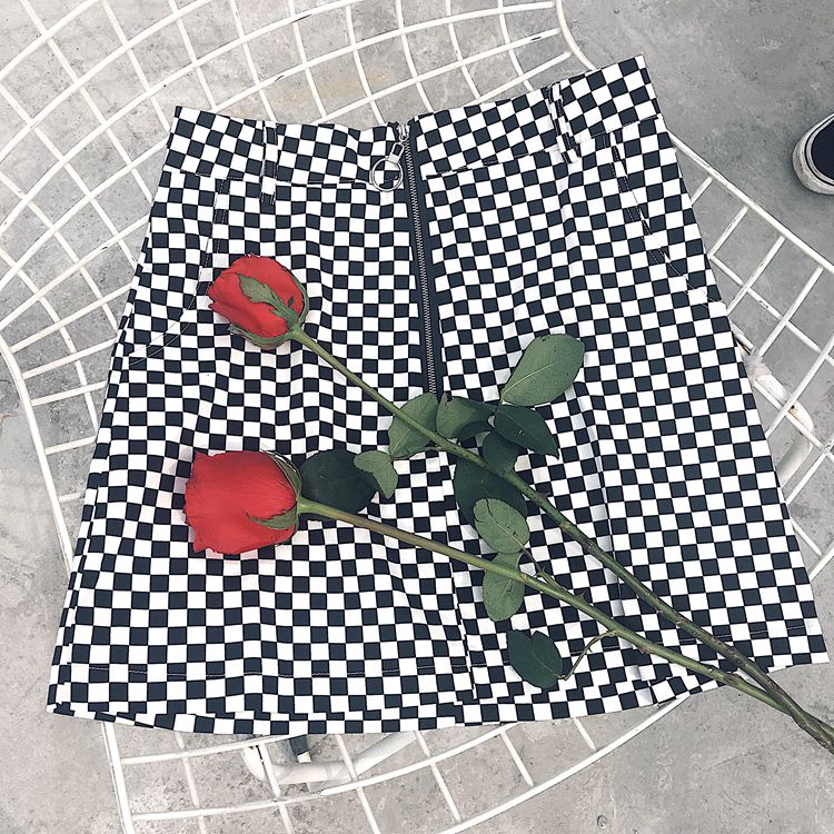 Sexy Plaid Type Design Short Skirt