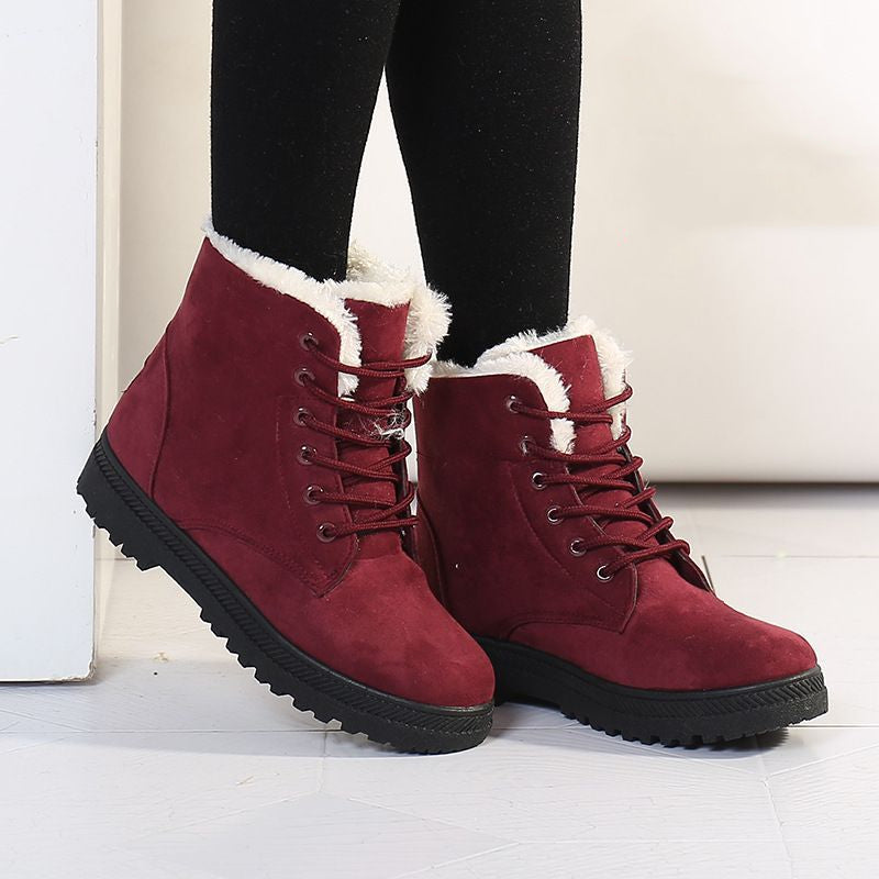 Botas de nieve de invierno con botines de felpa cálidos para zapatos de mujer