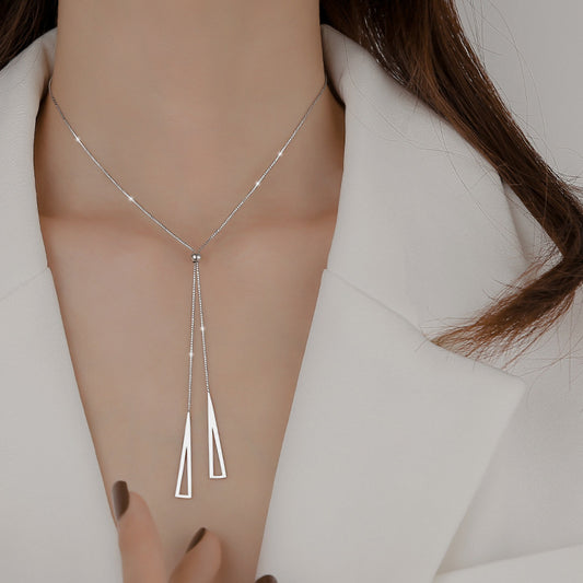 00 Sterling Silver Triangle Necklace Adjustable Chain Necklace