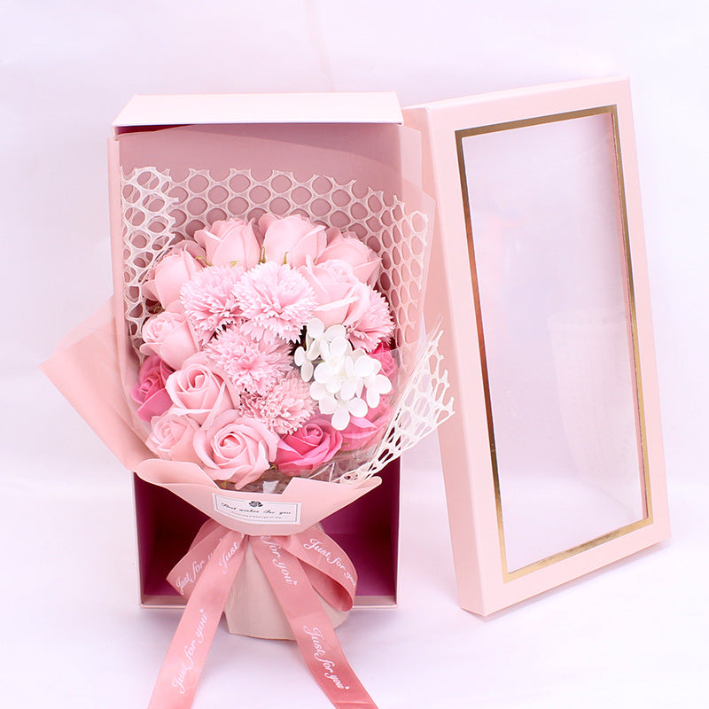 Valentine's Day 19 Rose Soap Bouquet Gift Box