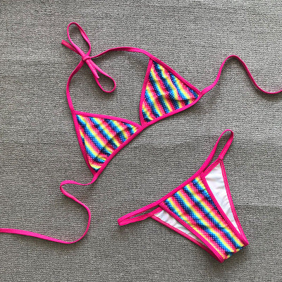 3 pc. Rainbow Striped Bikini