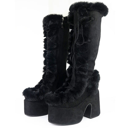 Platform High Heel Mid Tube Boots