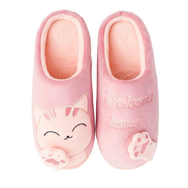 Women Winter Home Cartoon Cat House Slippers