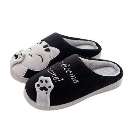 Women Winter Home Cartoon Cat House Slippers