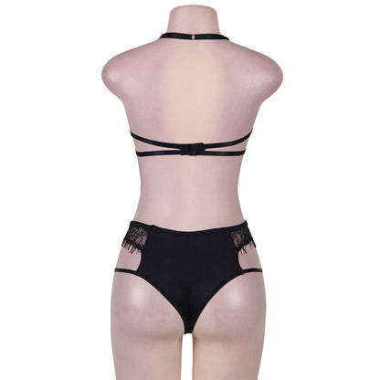 Conjunto de sujetador de tres puntos con encaje de Naughty Lingerie