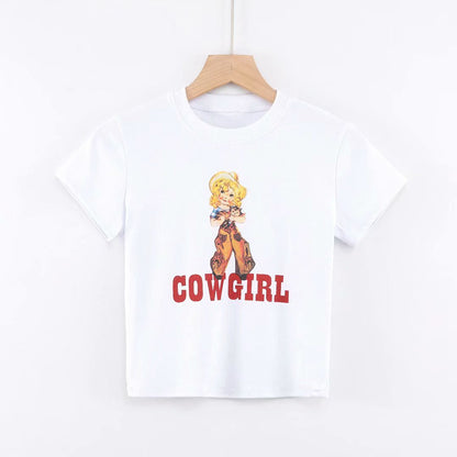 Camiseta con estampado de perro de leche pequeña vaquera