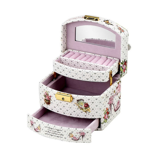 Caja de almacenamiento de joyas, aretes y anillos pequeños de princesa