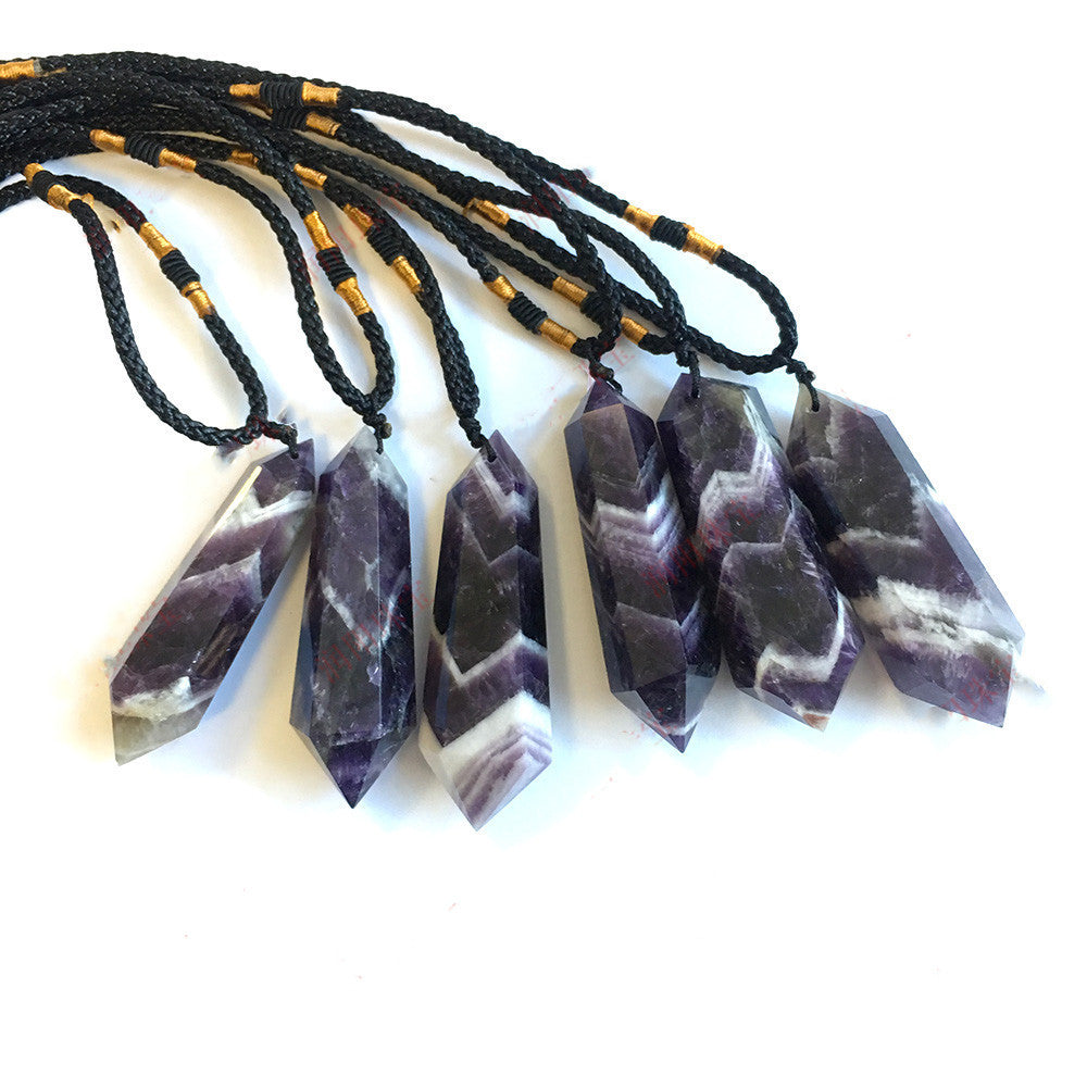 Natural Dream Amethyst Double Pointed Crystal Column Pendant