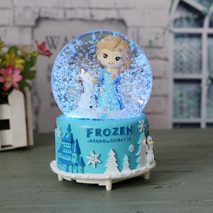 Lavender Bear Glowing Snowflake Crystal Ball Music Box