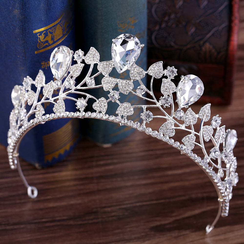 Accesorios de horquilla para boda, corona nupcial con diamantes de imitación de hojas