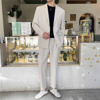 White Rascal Casual Suit Men''S Trend Loose Light Mature Suit Men''S Net Infrared Set Summer Thin