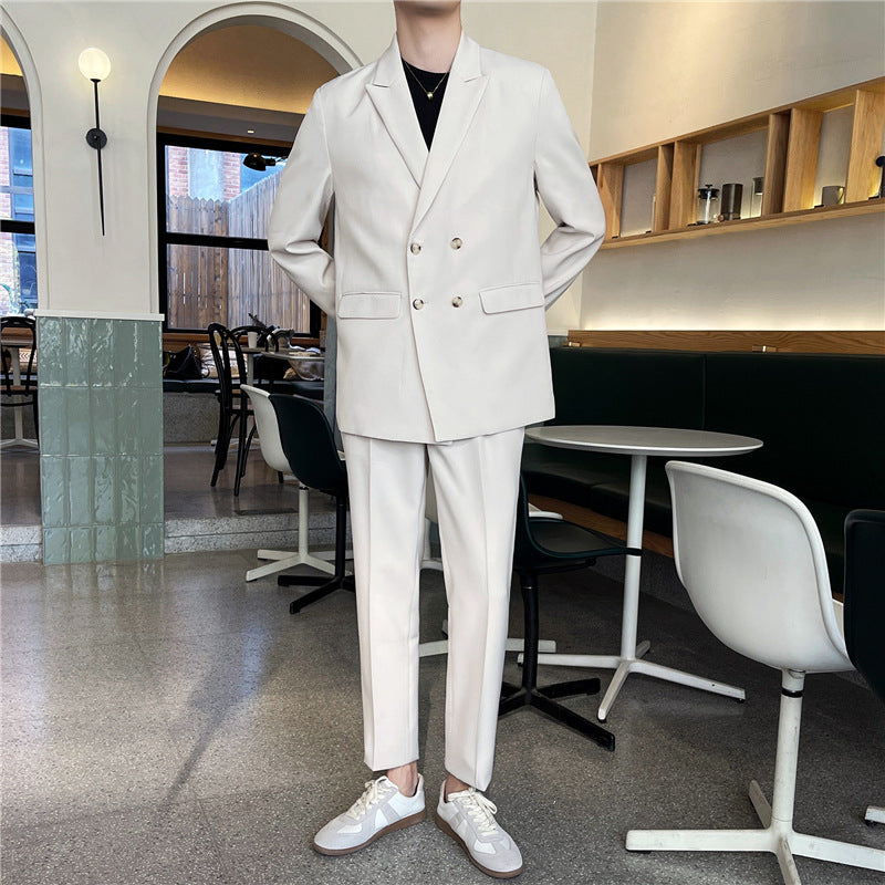 White Rascal Casual Suit Men''S Trend Loose Light Mature Suit Men''S Net Infrared Set Summer Thin