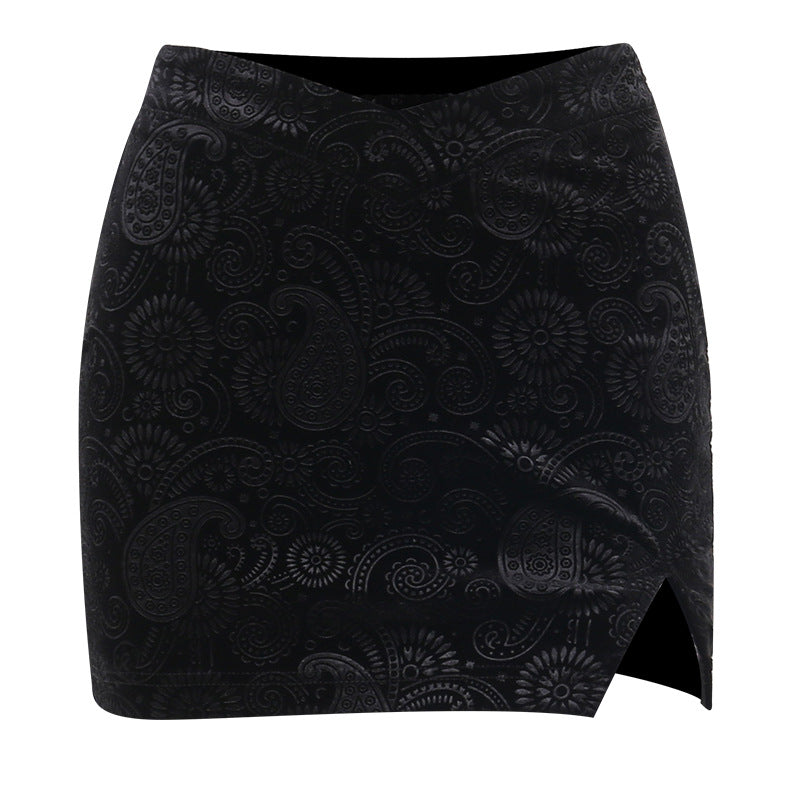 Summer Hot Girl Slim Black Split Skirt