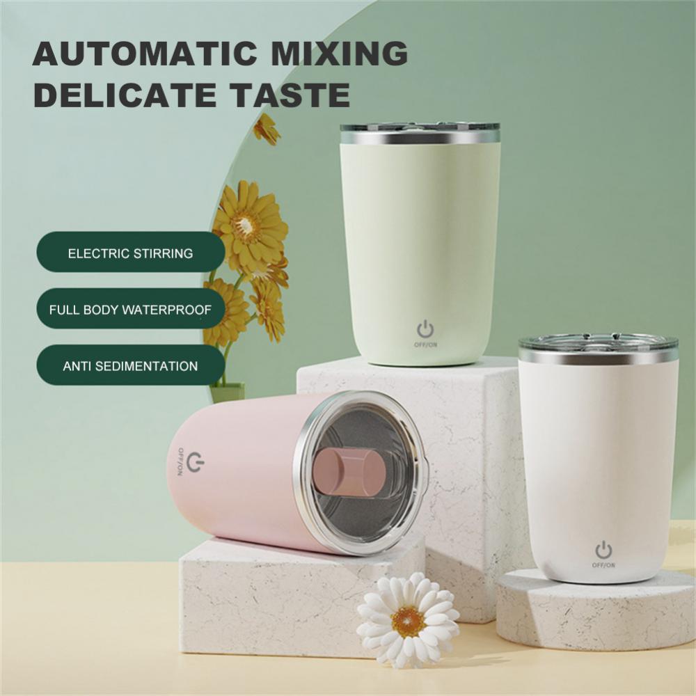 Taza automática de agitación automática de 350ml, taza mezcladora de jugo de leche y café, taza giratoria perezosa eléctrica de acero inoxidable, taza agitadora magnética, utensilios de cocina