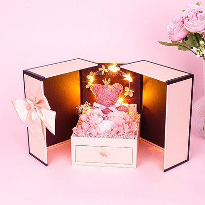 Little Bear Preserved Fresh Flower Gift Box Valentine's Day