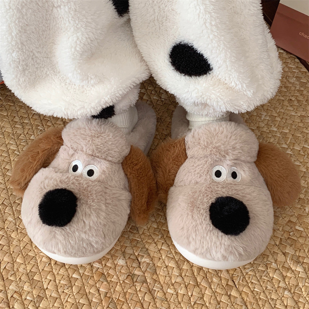 Dog Plush Toe Cap Cotton Slippers