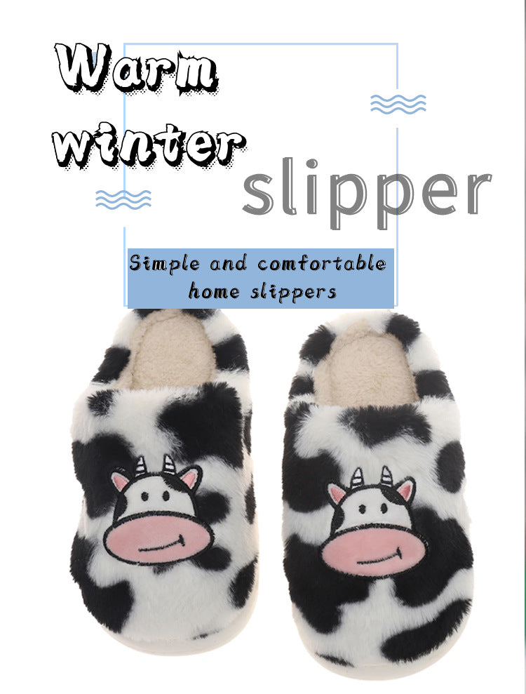 Cartoon Cow Cotton Slippers Indoor Non-slip Warm