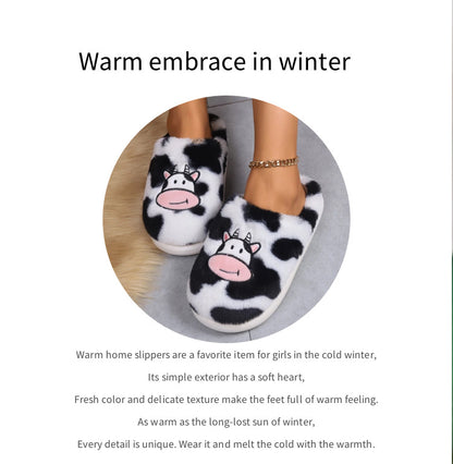 Cartoon Cow Cotton Slippers Indoor Non-slip Warm