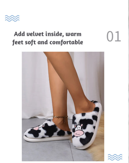 Cartoon Cow Cotton Slippers Indoor Non-slip Warm