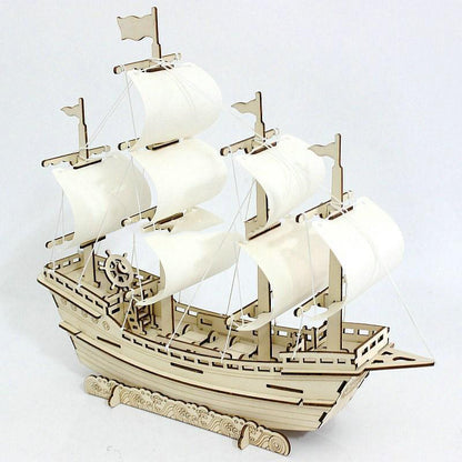 Wooden Sailboat Model Diy Handmade Assembly 3d Three-dimensional Puzzle Assembly