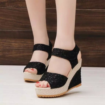 Wedge Sandals Women Summer Open Toe Fish Head Sandals Platform High Heels Women Shoes Size 35-41