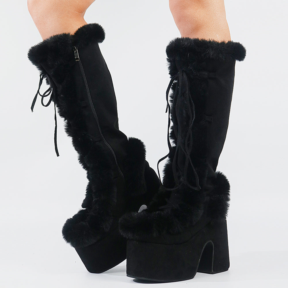 Platform High Heel Mid Tube Boots