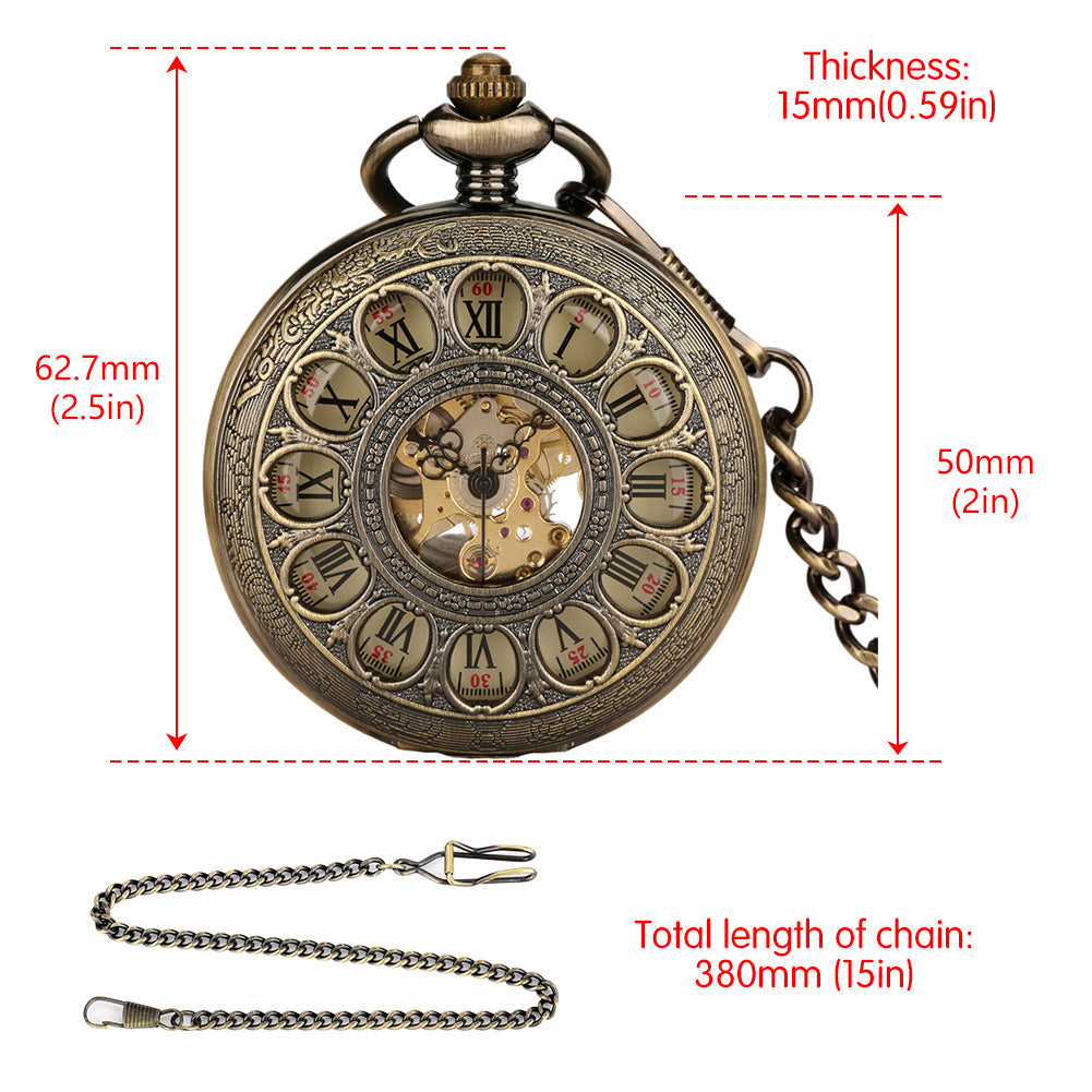 Hollow Ball Flip Mechanical Pocket Watch