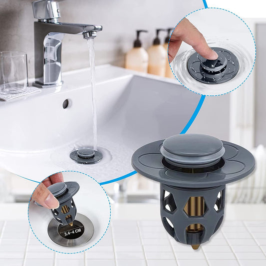 Washbasin Electroplating Drainer Bouncing Core Universal Head Leak-Proof Plug Pool Basin Copper Core Push Type Leaking Plug